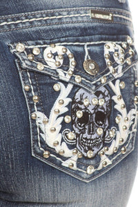 Bus Stop - Naughty Denim with Skull Pockets