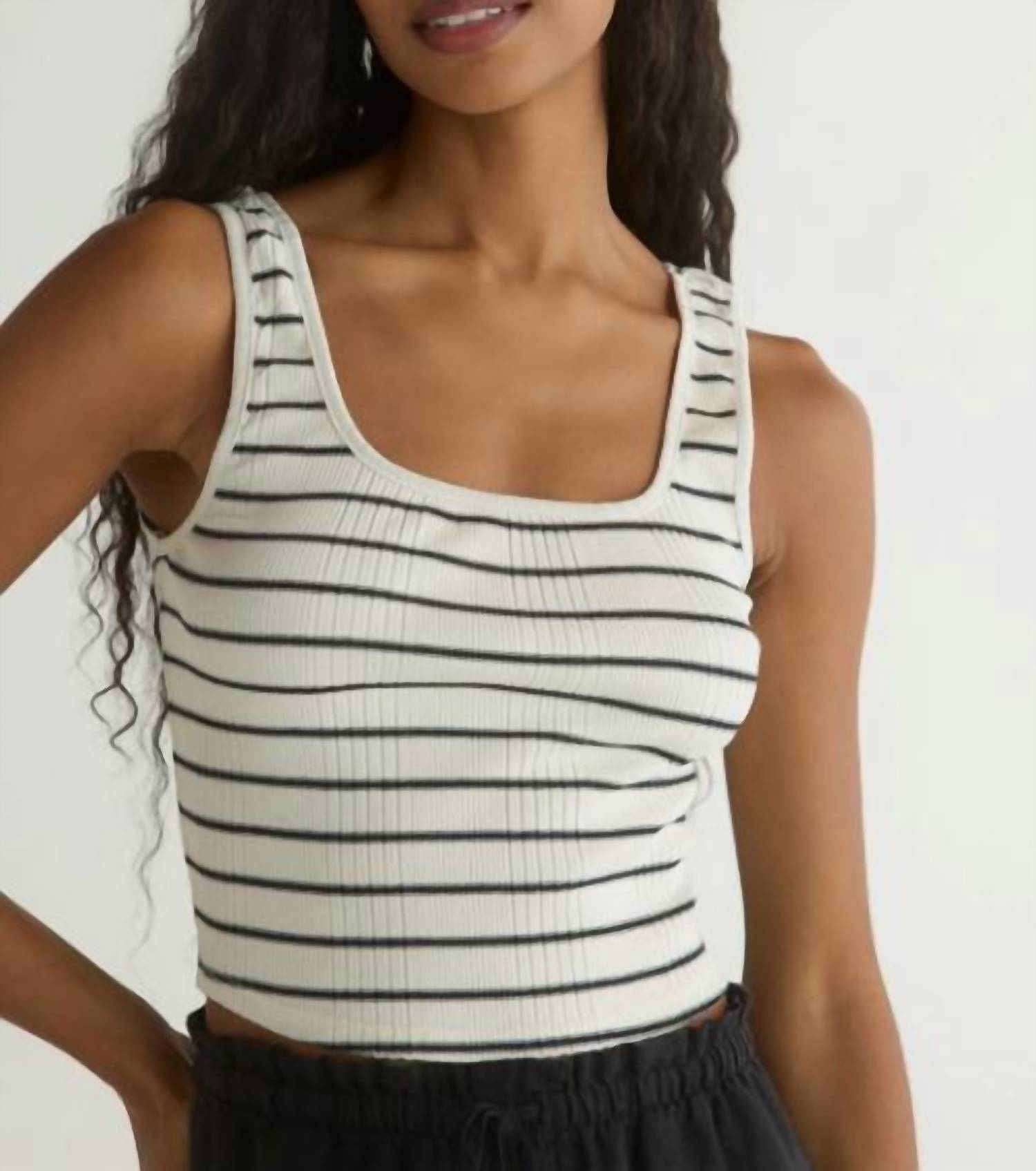 Bella Dahl Sleeveless Square Neck Top in cannes stripe - women's tank top