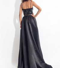Rachel Allan - Lace Embroidered Ensemble With Matte Satin Overskirt