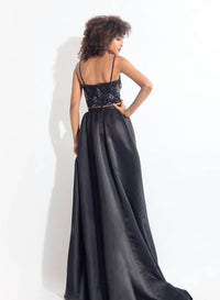 Rachel Allan - Lace Embroidered Ensemble With Matte Satin Overskirt