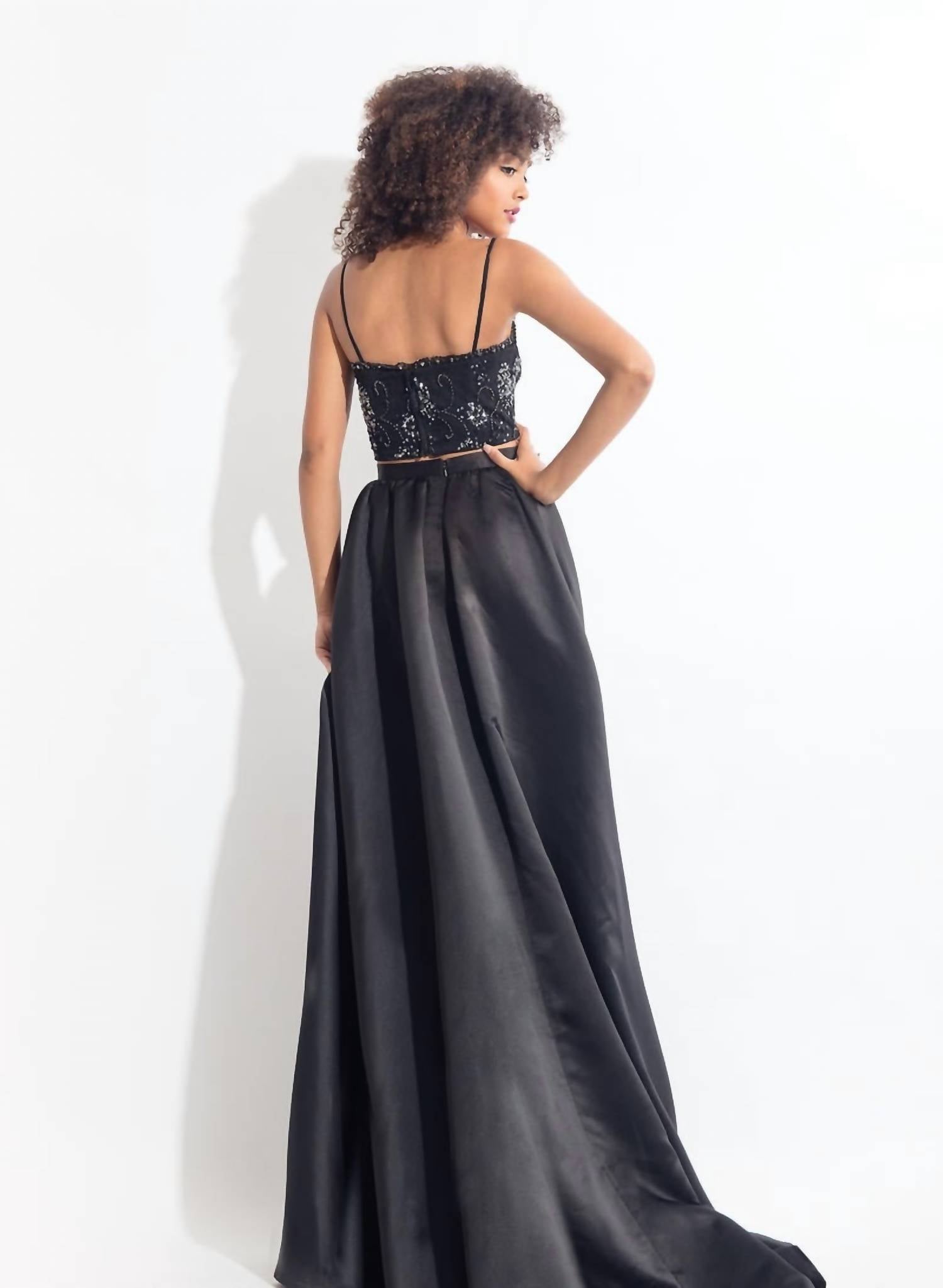 Rachel Allan - Lace Embroidered Ensemble With Matte Satin Overskirt