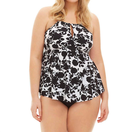 Always For Me - Beach Flower Plus Size Tankini Top with Matching Tankini Bottom