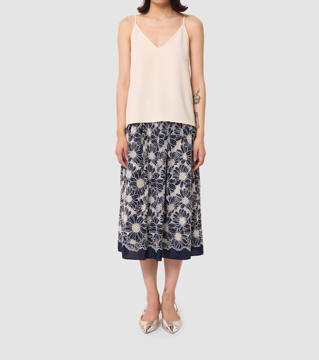 TARA JARMON Tamara V-neck Top in ecru - women's tank top