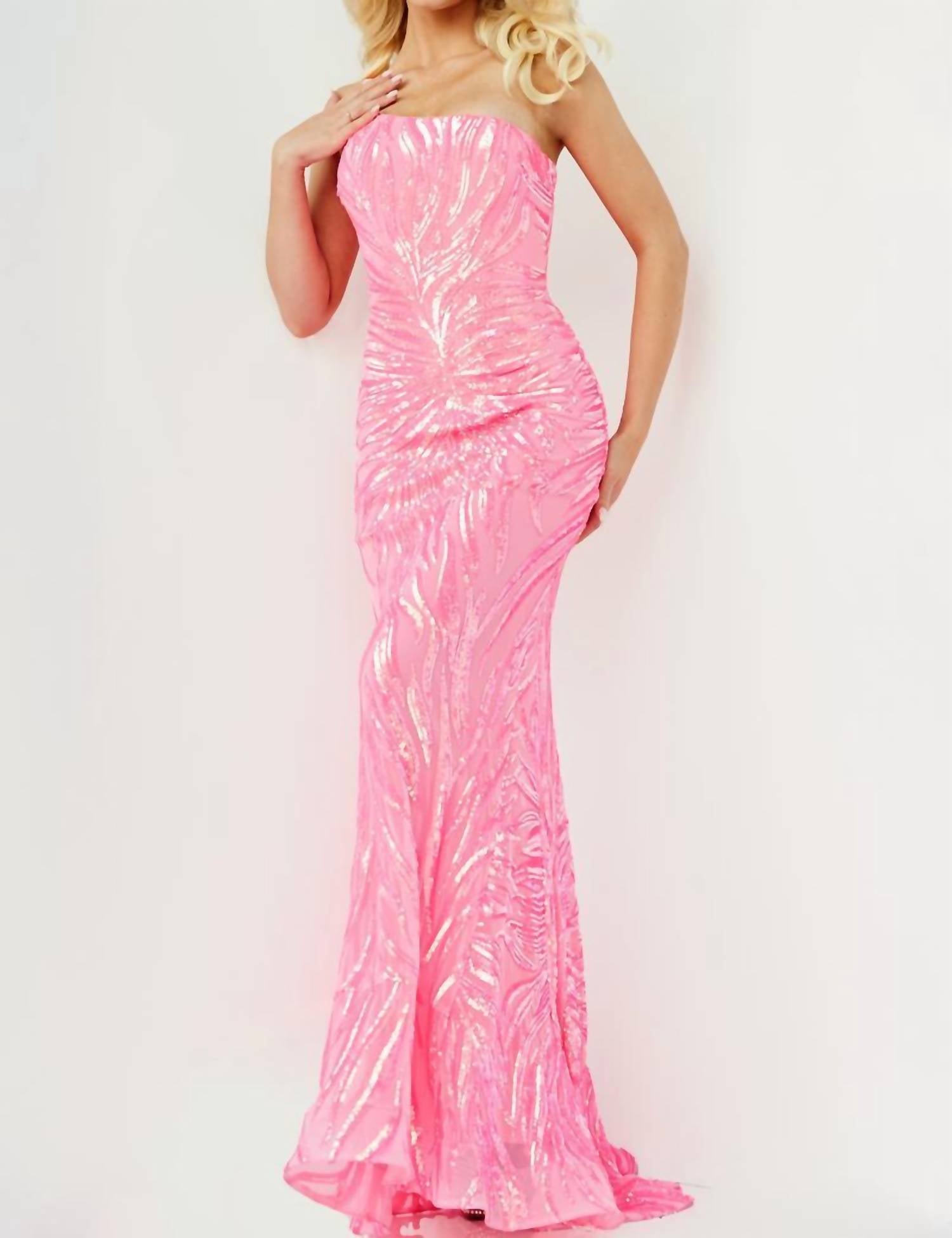 Jovani - One Shoulder Sequin Embellished Dress