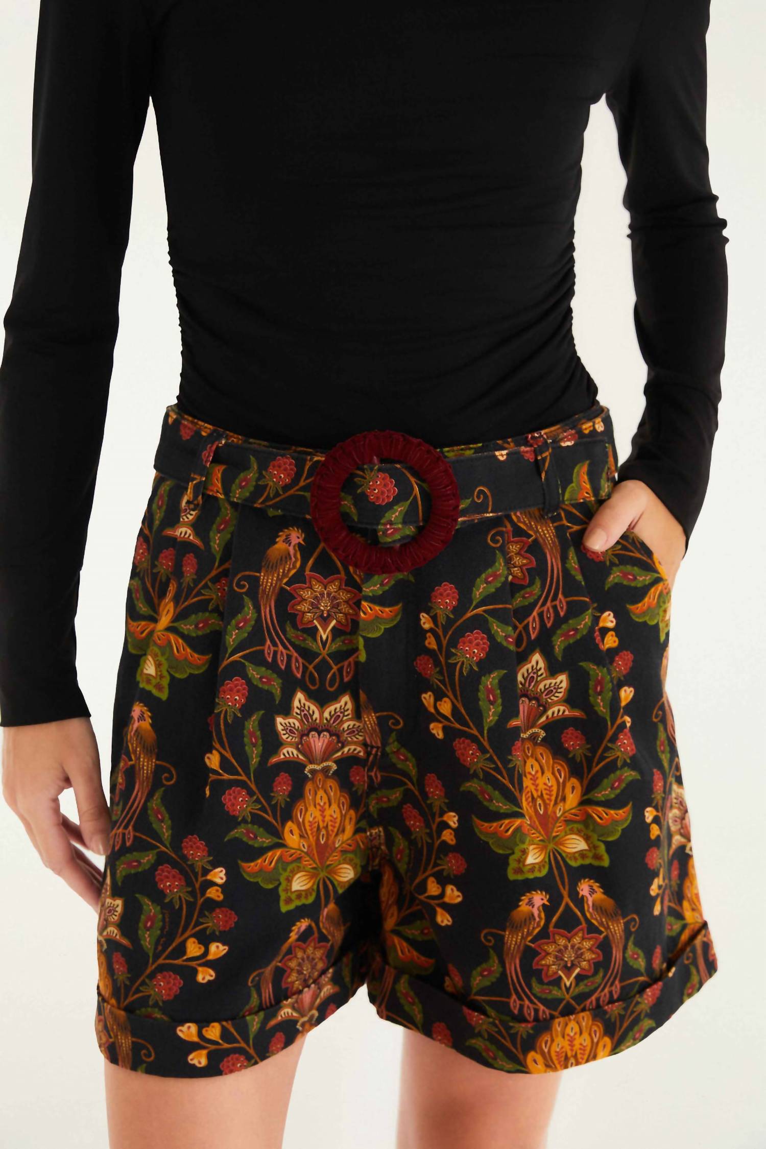 FARM RIO Garden Shorts in black berry - women's shorts