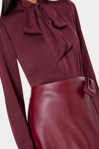 Milly - Faux Leather Bow Maxi Skirt