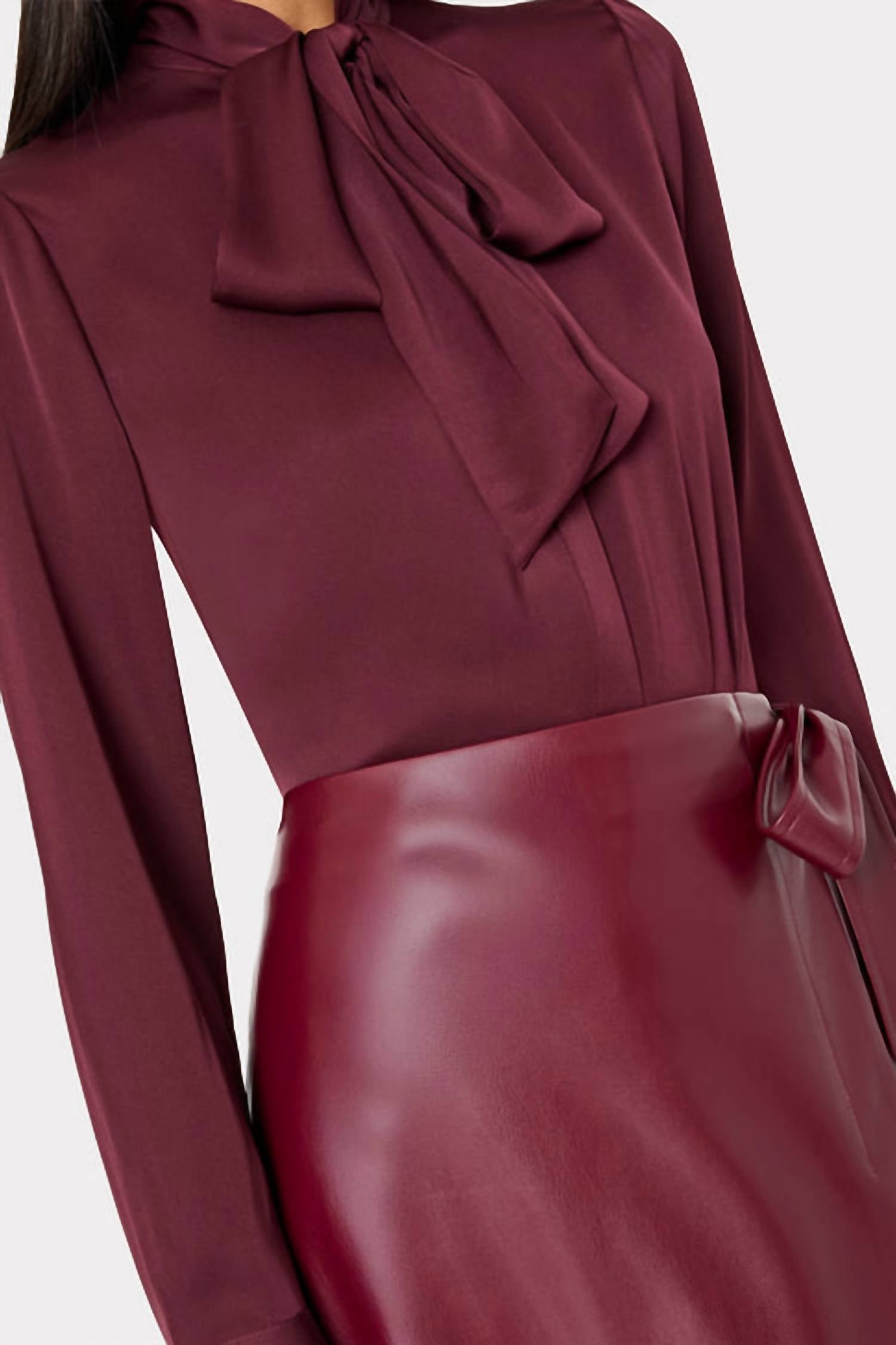 Milly - Faux Leather Bow Maxi Skirt