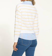 Fdj - Long Sleeve Mixed-media Sweater