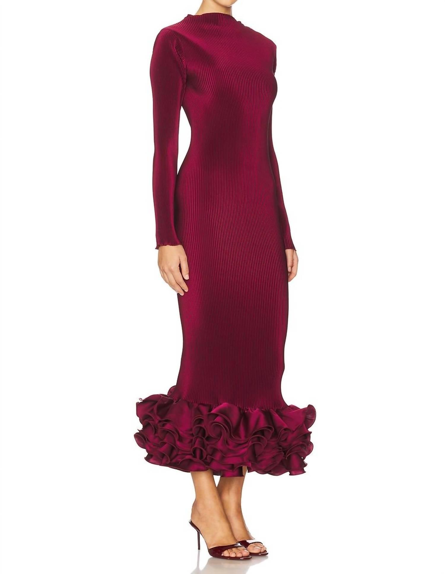 L'IDEE Campbell Cocktail Dress in wine - women's dress - detail view