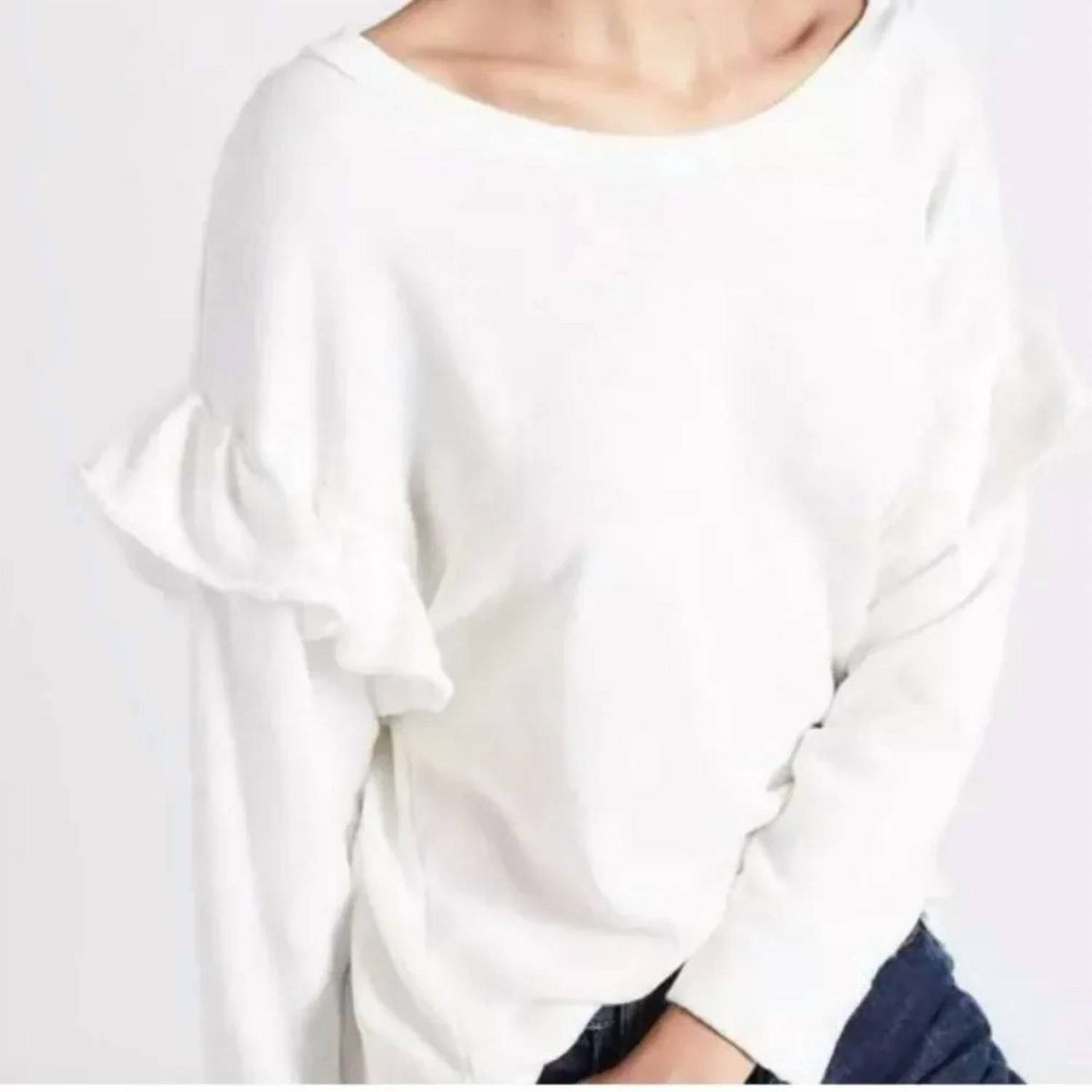 Current/Elliott - Ruffle Shoulder Long Sleeve Sweatshirt