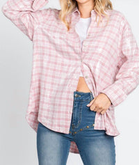 Geegee - Pretty In Plaid Sequin Button Down