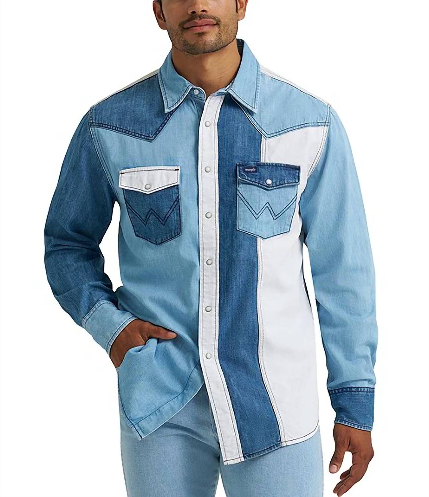 Wrangler - Vintage Inspired Patchwork Denim Shirt