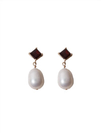 loren stewart Women's Gem Baroque Earrings in garnet pearl - women's jewelry