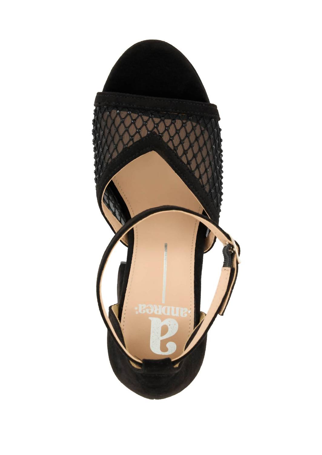 Andrea Women's Mesh Block Heel Sandal in black - women's sandal - alternate view