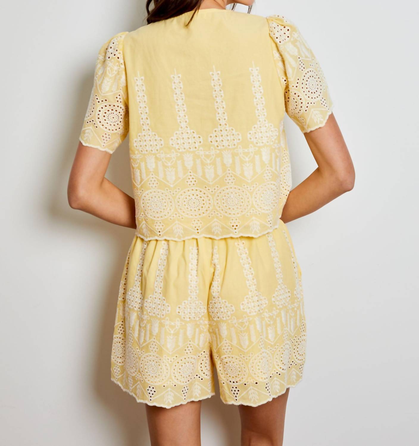 DESIGN HISTORY EYELET BLOUSE in summer solstice cbo - women's blouse - alternate view