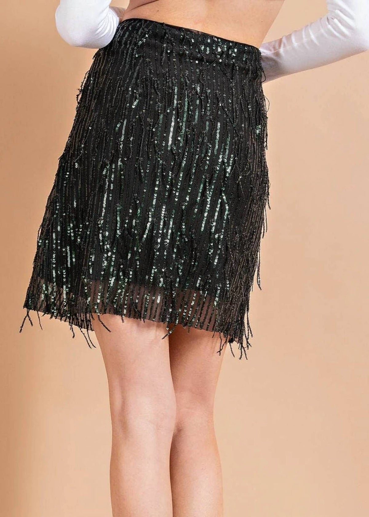 Kori - Get Shakin' Fringe Sequin Mini Skirt