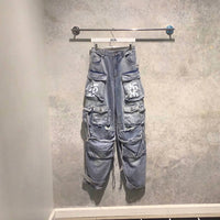 8586 - Unisex - Distressed Cargo Jeans