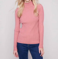 Charlie B - Ribbed Knit Mock Neck Sweater