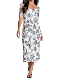 Johnny Was MAYA MESH MIDI DRESS in ecru - women's dress