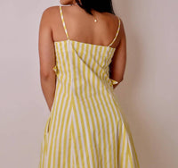 English Factory - Stripe Flower Appliqué Midi Dress