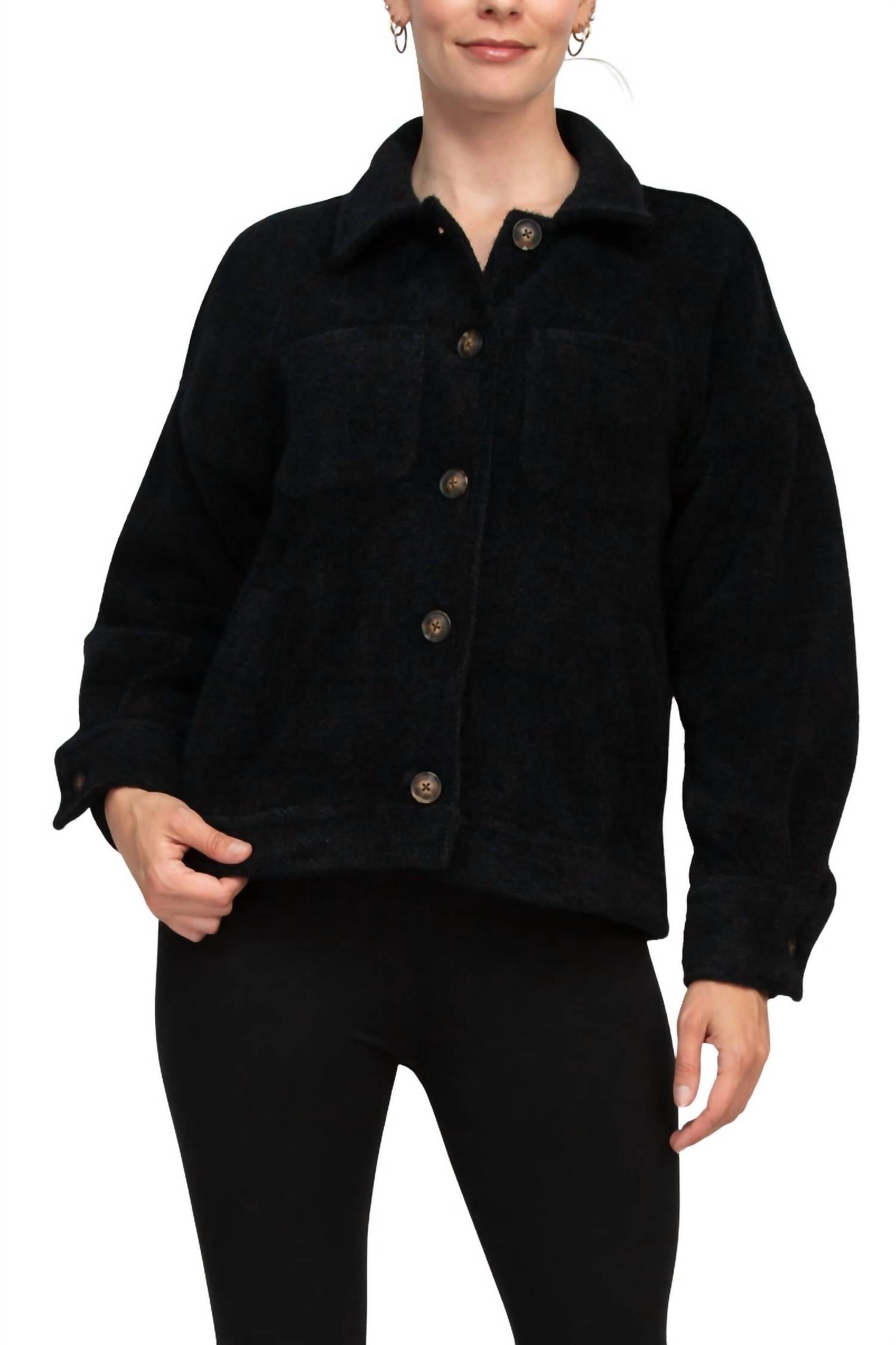 Velvet Heart - Collared Button Down Knit Jacket