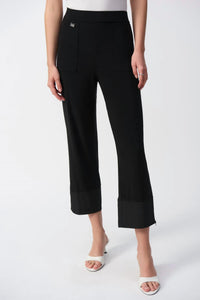 Joseph Ribkoff - Zip Cuffed Hem Straight Cropped Pants
