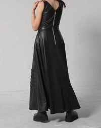 Metamorfosi - Long Flare Vegan Leather Dress