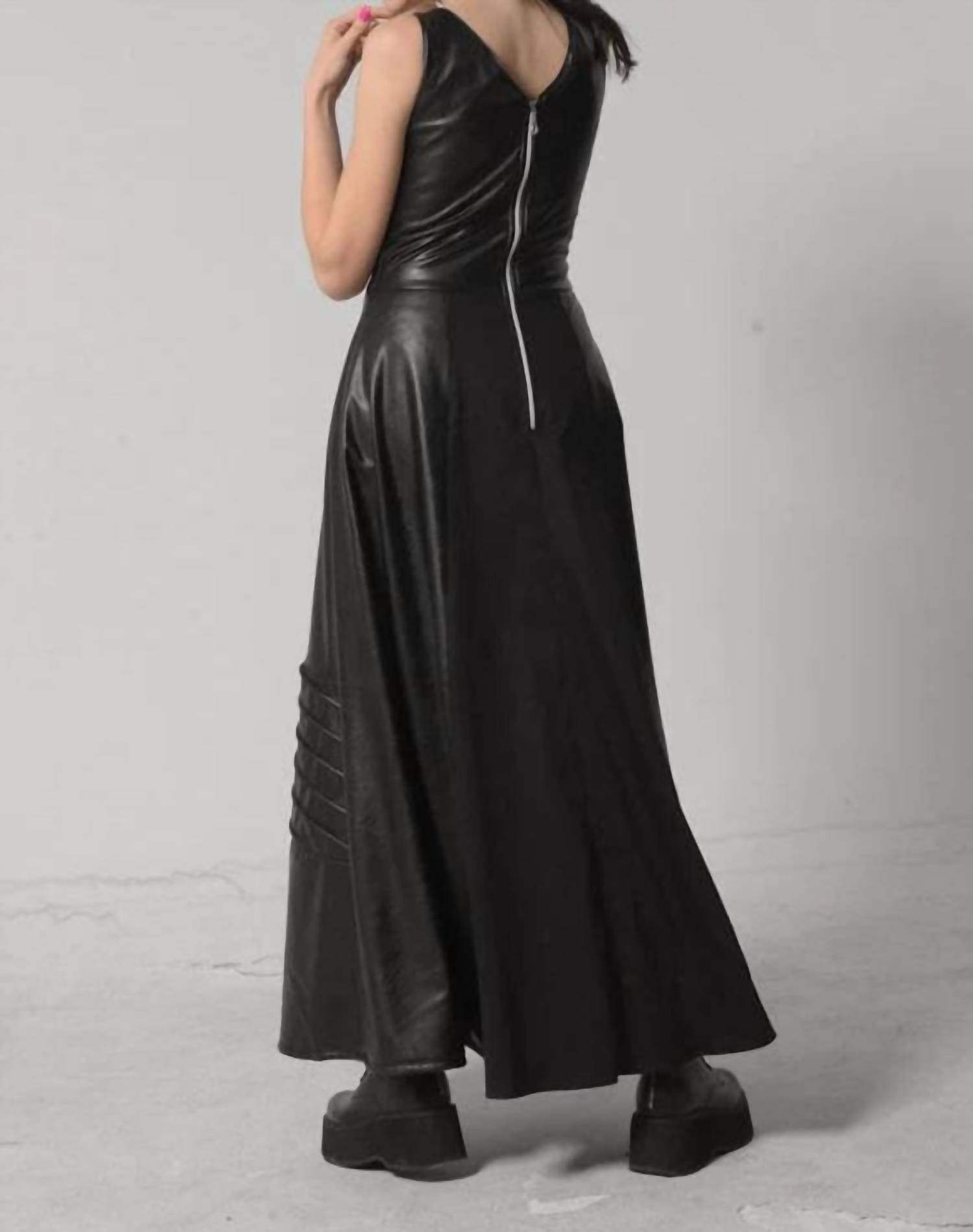 Metamorfosi - Long Flare Vegan Leather Dress
