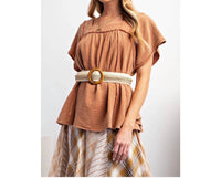 Easel - Mineral Washed Babydoll Knit Top