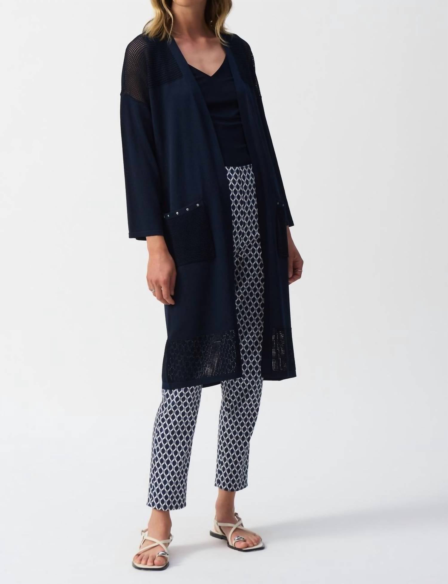 Joseph Ribkoff - Sweater Knit Cover-up With Pointelle Detail