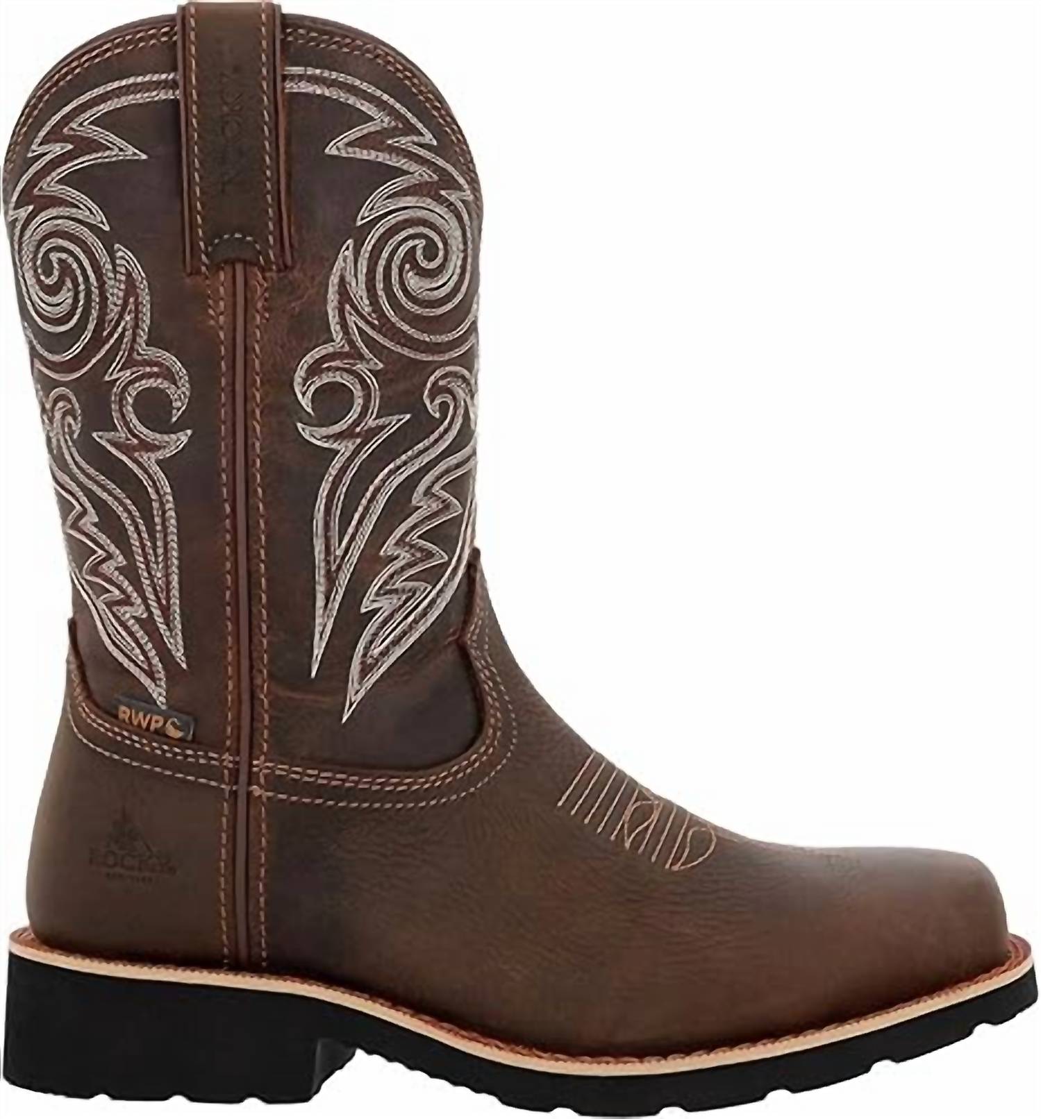 Rocky Women's Monocrepe Steel Toe Western Boot in brown - women's shoe - detail view
