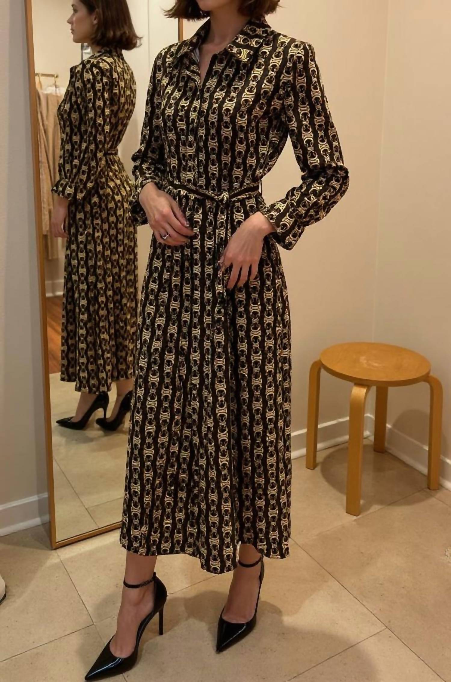 Boho Chic - Women's Chain Pattern Midi Dress