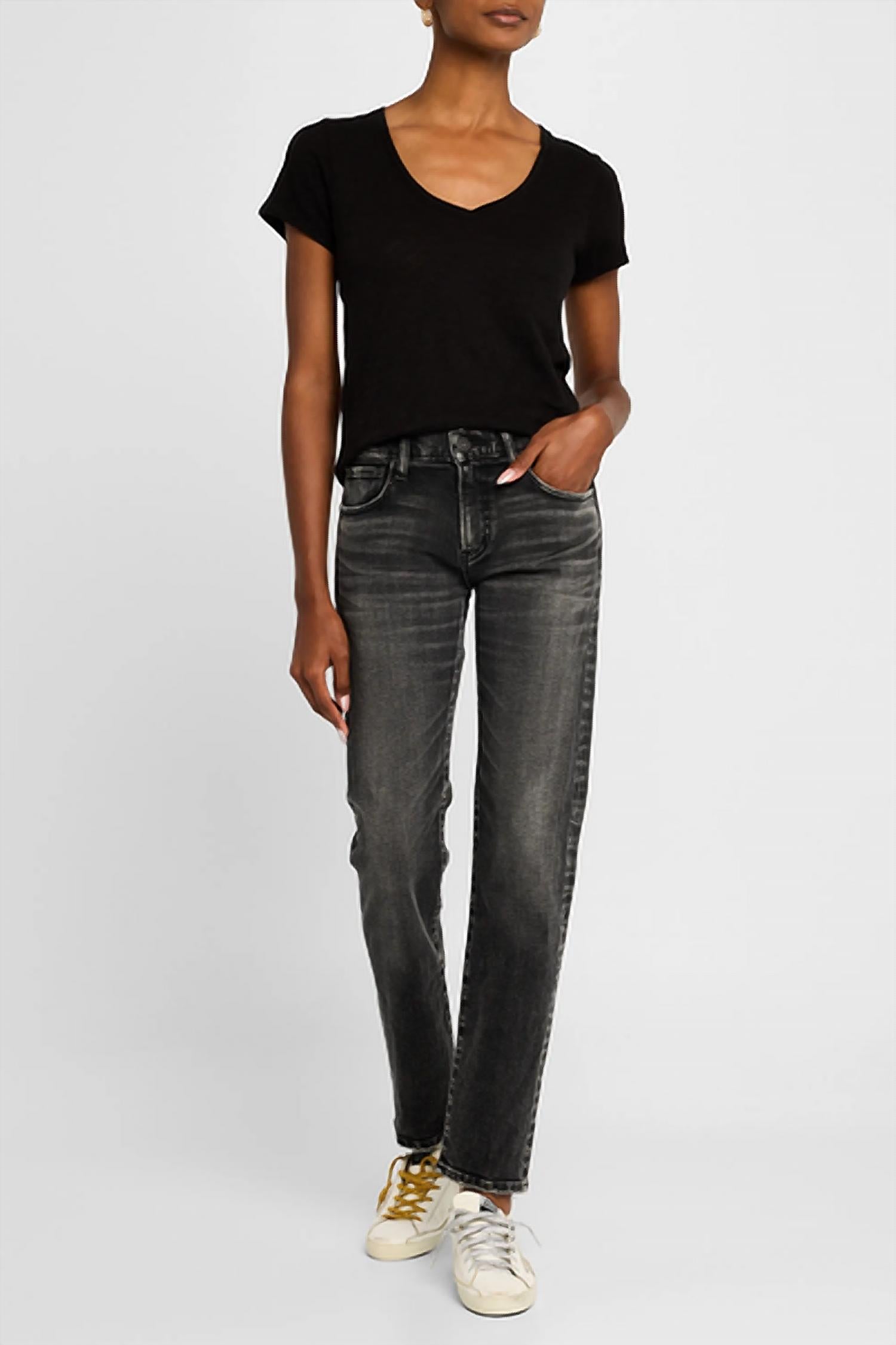 Moussy Fairfield Slim Straight Jeans in black - women's jeans