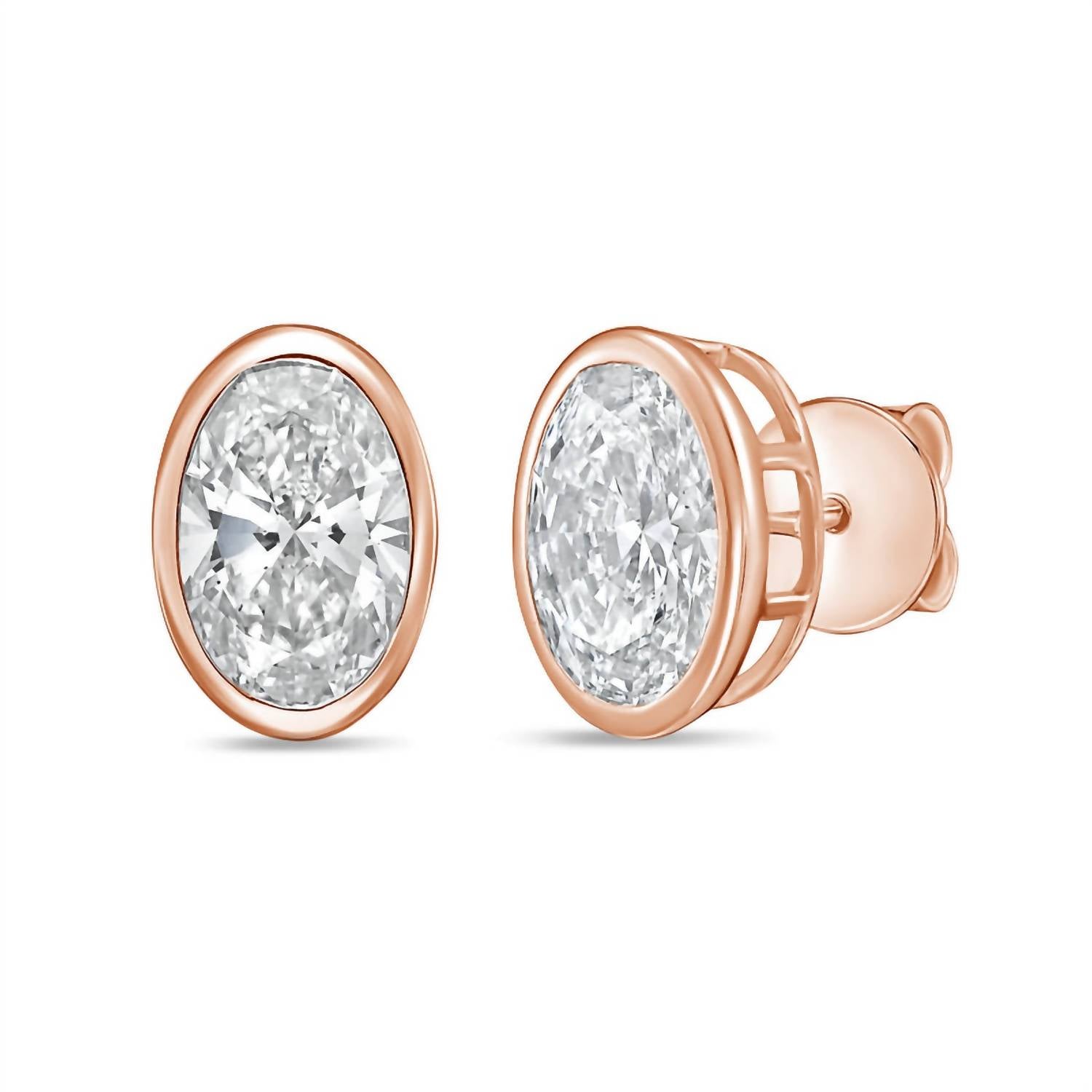Diana M Jewels - Women's Oval Lab-grown Diamond Stud Earrings (2.00 Tcw) - Classic
