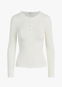 Favorite Daughter Henley Ribbed Long Sleeve Shirt in white - women's long sleeve top - view 5