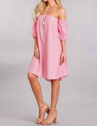 Chris & Carol - Stripe Off The Shoulder Dress