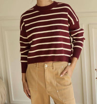 Skies Are Blue - Women's Striped Cropped Sweater