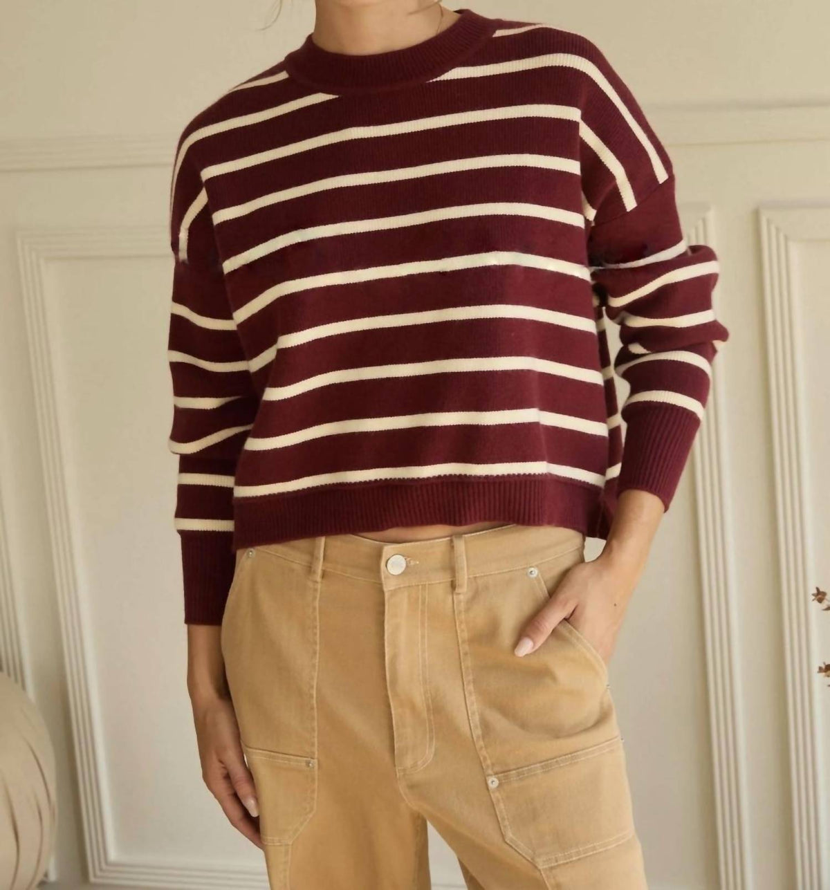 Skies Are Blue - Women's Striped Cropped Sweater
