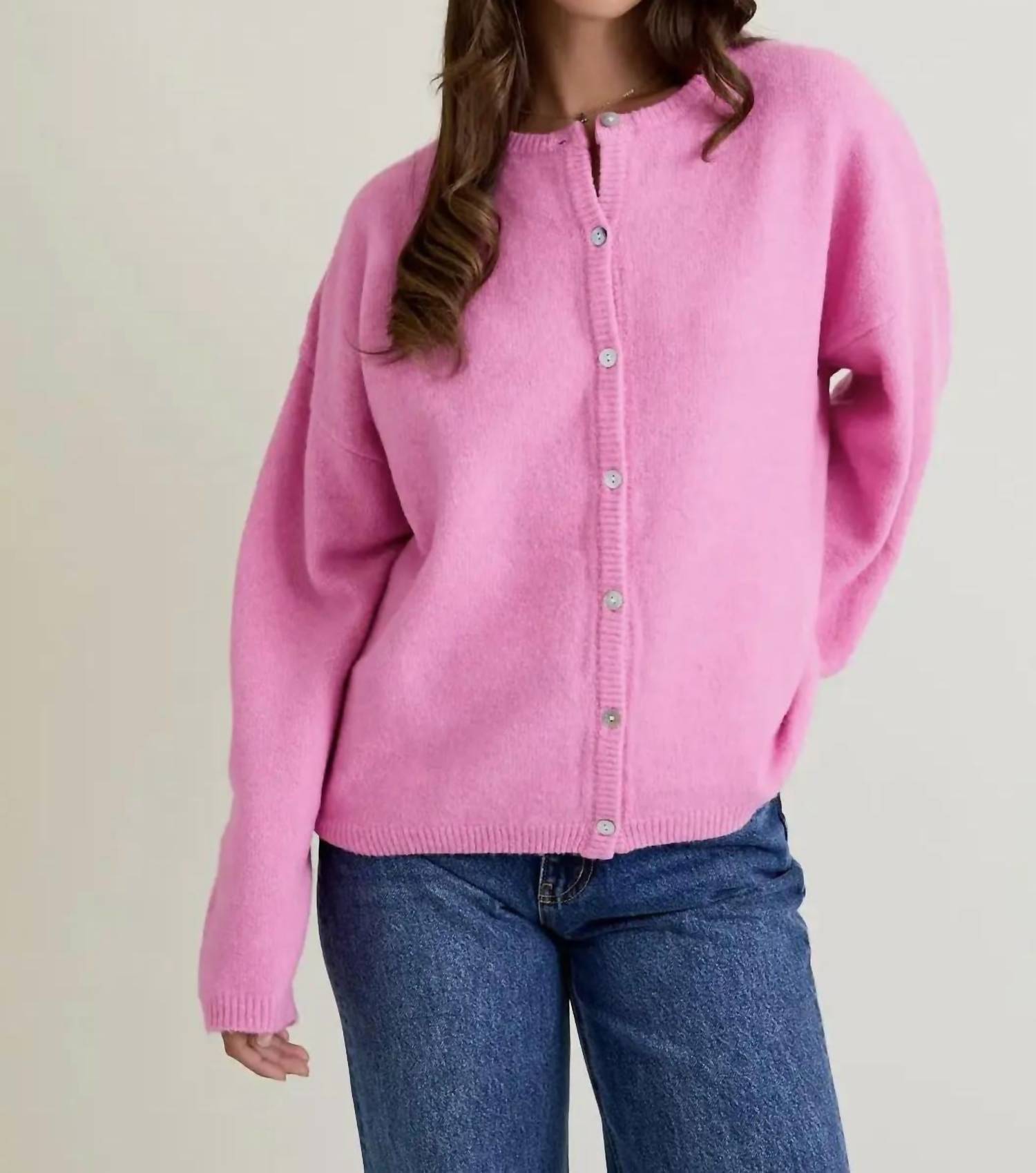 Le Lis - LONG SLEEVE CREW NECK SWEATER CARDIGAN