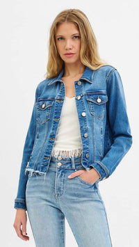 Risen - Irregular Frayed Hem Jean Jacket