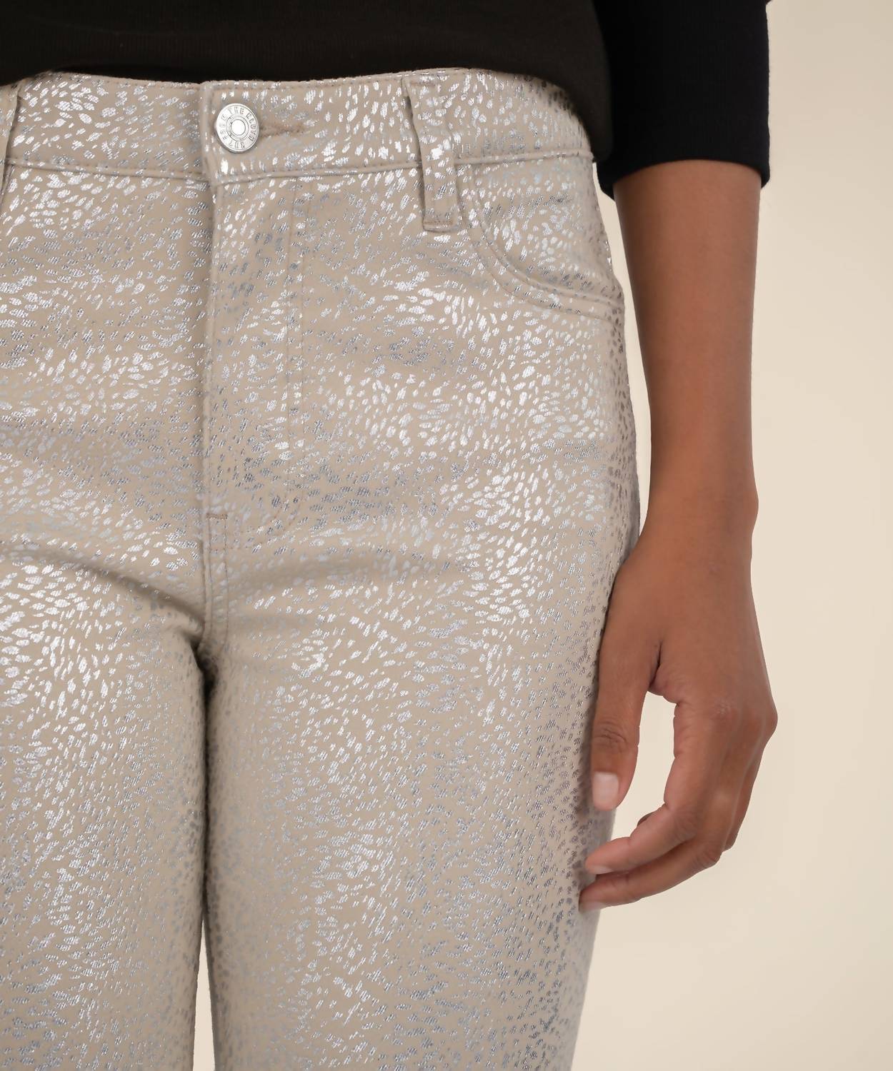 KUT FROM THE KLOTH Charlize High Rise Cigarette Leg Jean in cream silver - women's jeans - view 4