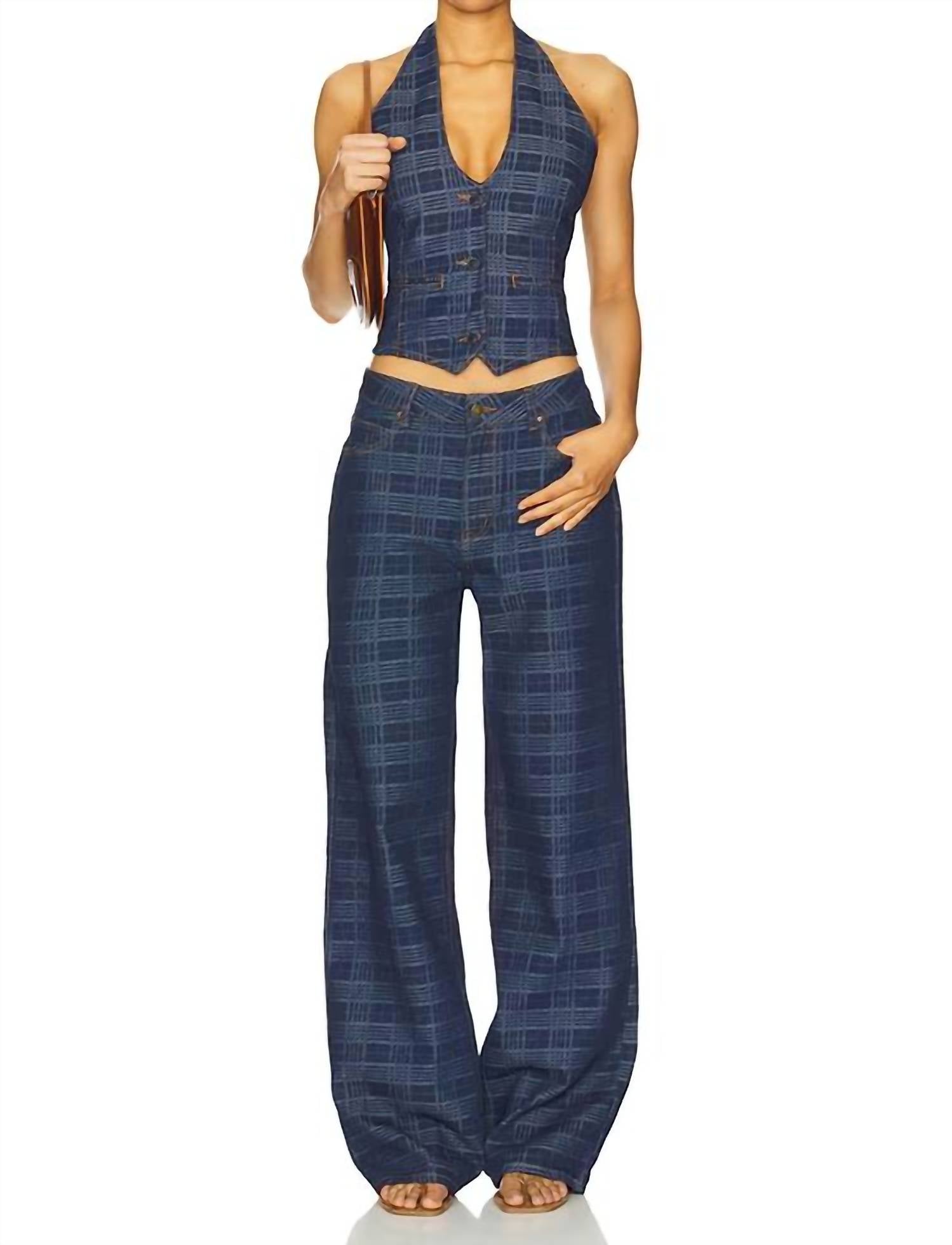 Lioness - Women's Acid Wash Plaid Jean