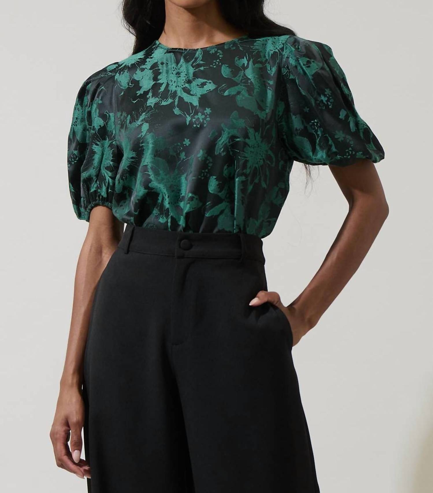Sugarlips - Palmina Jacquard Puff Sleeve Top