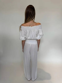 Romi The Brand Leah Off The Shoulder Top in white - women's shirt - detail view