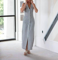 onia Button Down Maxi Dress in deep navy white - women's dress