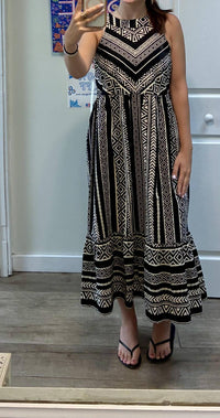 Tribal - Linen Halter Neck Tiered Midi Dress