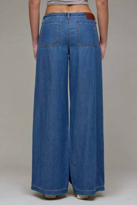 Hidden - Nori Drawstring Wide Leg Denim Trouser