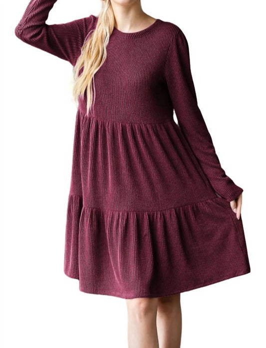 Heimish Usa - SOLID URBAN RIBBED TIERED MINI DRESS