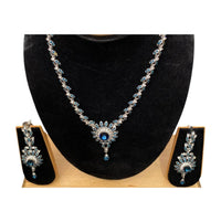Donna Vinci Women's J131 Necklace And Earrings Jewelry Set in blue - women's jewelry - detail view