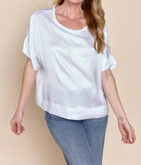 Sofia Tamar Top in white - women's blouse - detail view